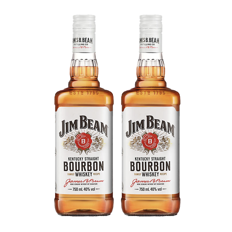 JIM BEAM 金宾 波本威士忌 美国进口洋酒白占边 750ml*2（双支装）