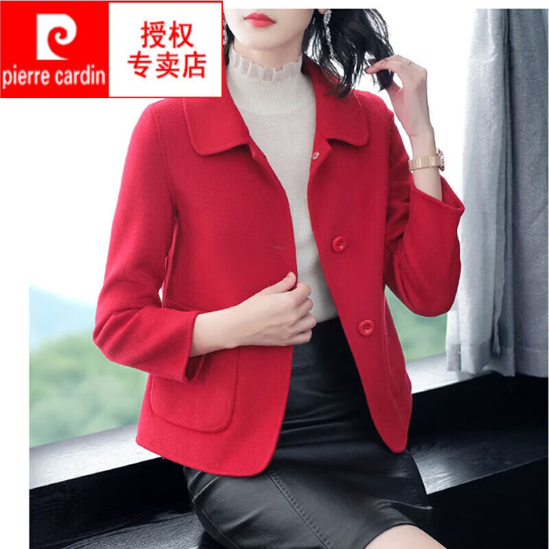 外套女短款2024年秋冬小个子加厚西装领女士修身开衫呢子大衣 红色a09