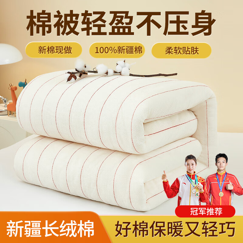 多忆绵眠（duoyimianmian）西域新疆百优百棉业长绒棉被芯棉花被子棉絮褥子床垫加厚保暖棉胎 新疆长绒棉被16斤 180*220cm