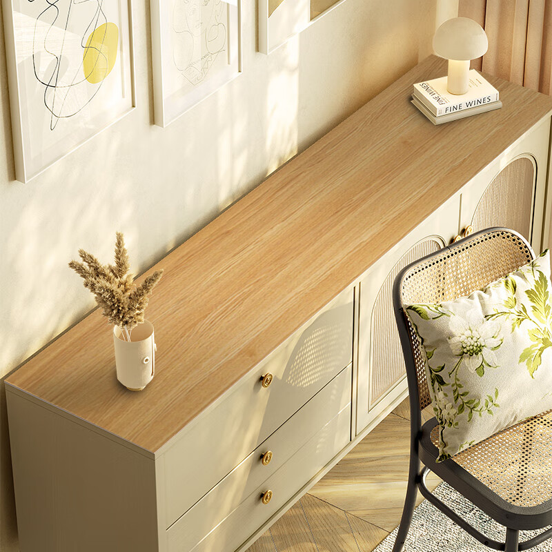 茶几垫子轻奢感原木色防水防油玄关桌布仿木纹餐边柜 柏木-gj电视柜垫