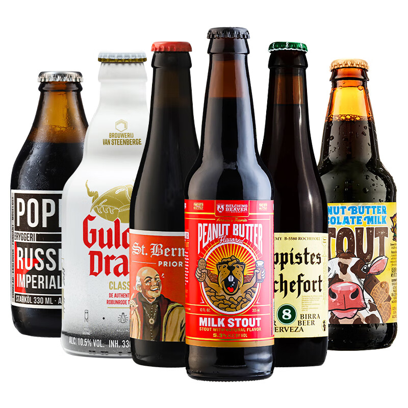 罗斯福（Rochefort）10号 纯进口精酿世涛修道院黑啤酒组合创始者KBS w12 圣伯纳 智美 世涛黑啤 355mL 6瓶 组合装 入门级