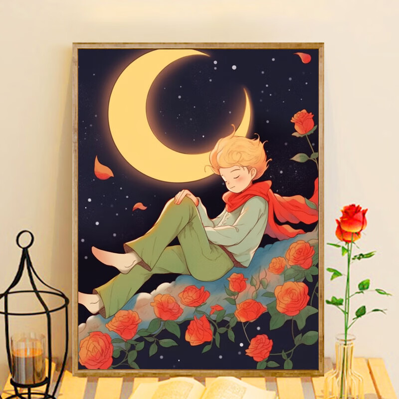 佳彩天颜孤独的小王子 diy数字油画卡通动漫涂鸦填色画摆件客厅装饰