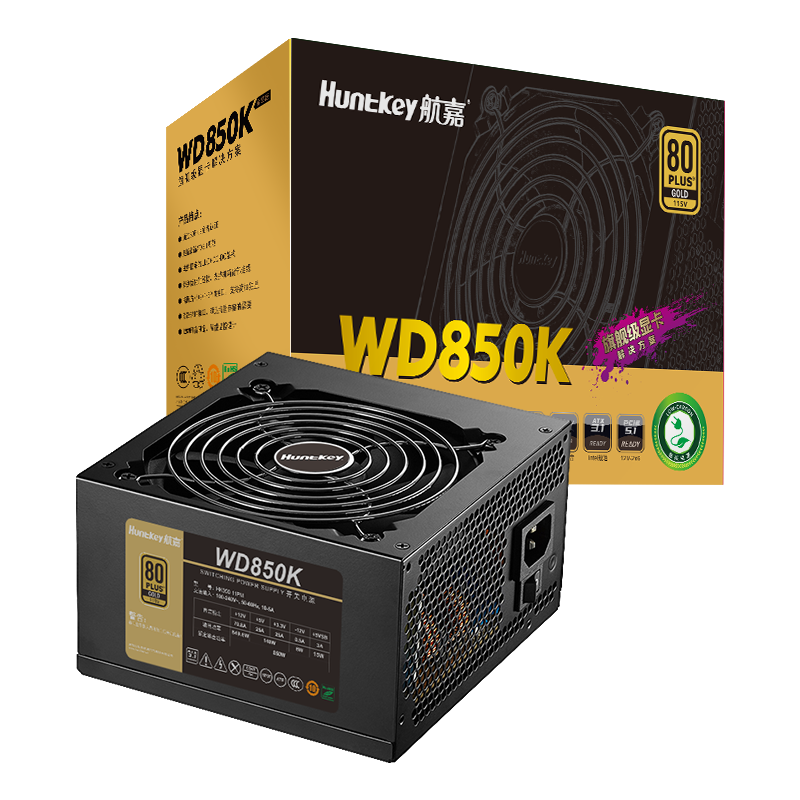 ΣHuntkeyWD850K850WԴ80PLUS/·70.8A/ATX3.1/PCIe5.1/ȫѹ/LLC+SR+DC-DC/¿أ 439Ԫ