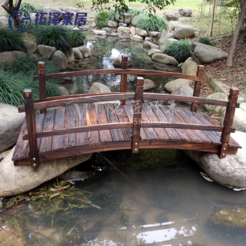 澳颜莱 碳化防腐木拱桥 景观小木桥户外防腐公园庭院鱼池栈道装饰碳化