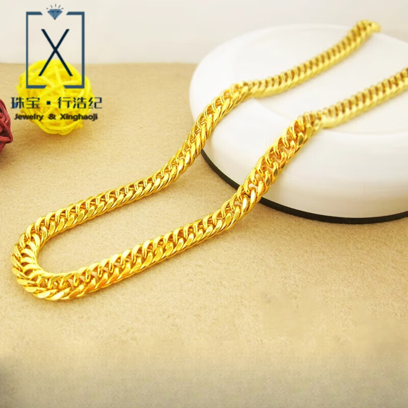 行浩纪18k金项链男女款马鞭泰国坦克老板999大金链不掉色 6毫米粗50