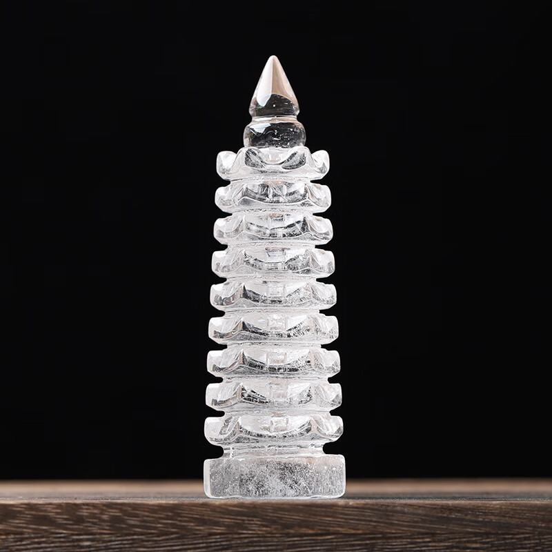 皇本天然白紫粉水晶文昌塔办公室学生书房摆件9-13层原石雕刻工艺礼品