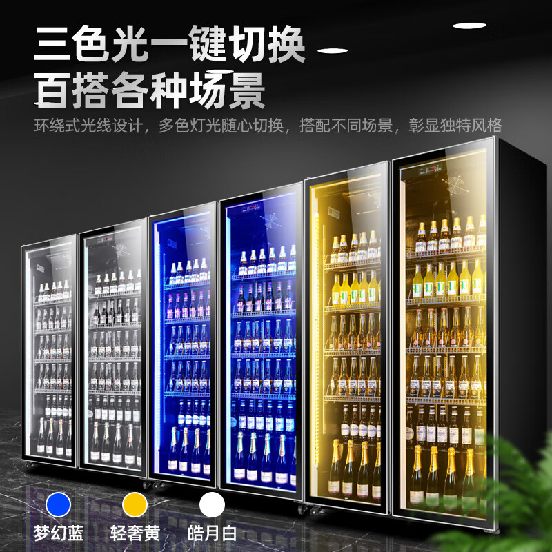 北极熊（BEIJIXIONG）网红商用啤酒柜展示柜风冷无霜全屏柜酒吧冰箱KTV冰柜酒水饮料展示柜超市冷藏保鲜柜 双门经济款1000*600*1800mm