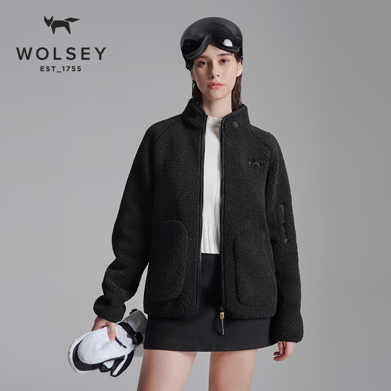 WOLSEY雪橇经典羊羔绒加厚防风保暖男女款户外立领外套内胆抓绒衣 香槟白色 M 170