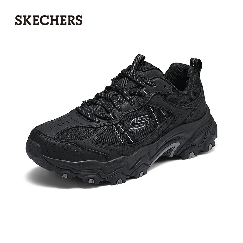 斯凯奇（Skechers）男士绑带城市户外鞋237527 全黑色/BBK 41.5
