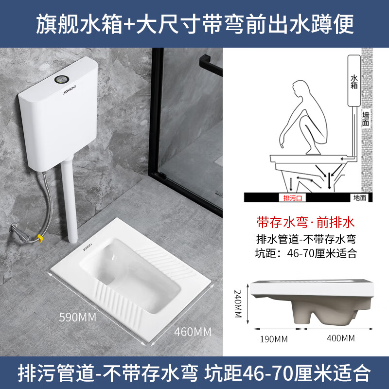 九牧王洁具 jomoo蹲便器套装蹲便器蹲坑式水箱整套家用便盆大便器卫生
