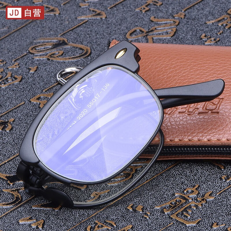 百年红防蓝光老花镜男女折叠便携进口高清轻便老光老年人眼镜2020 100