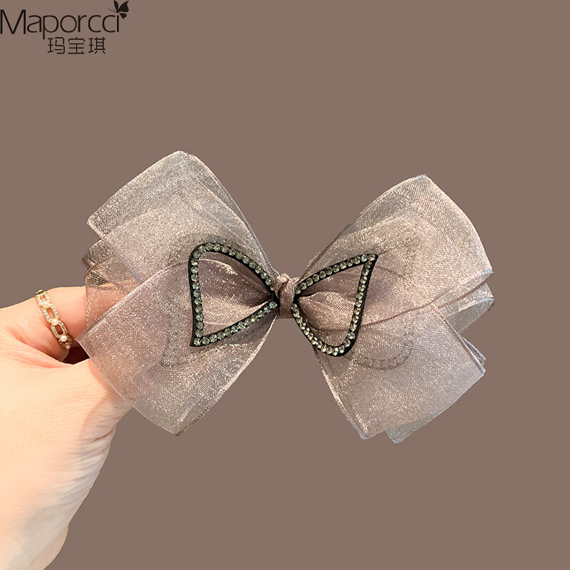 玛宝琪网纱蝴蝶结发夹女精致马尾夹横夹后脑勺半扎发卡子送女朋友礼物