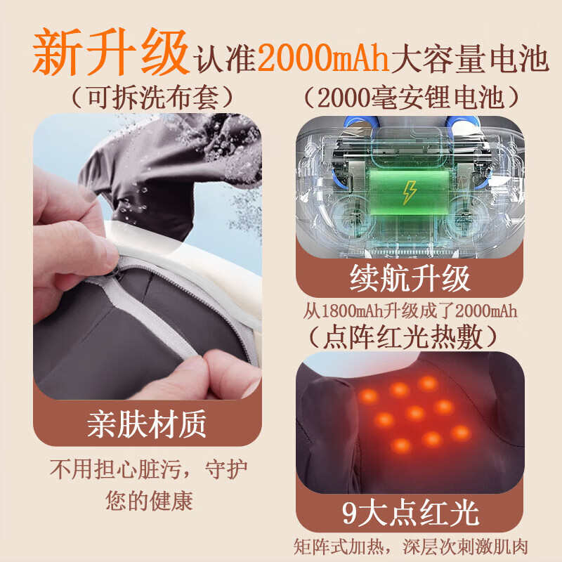 荣耀颈椎按摩器肩颈按摩仪披肩斜方肌腰背腿部脖子按摩理疗仪热敷R1350 升级热敷+大揉力【银灰色】