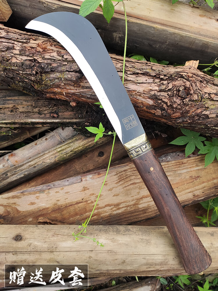 龙虎刀剑龙泉老柴刀手工折叠锻打高锰钢砍柴刀户外野营开路劈柴送皮套