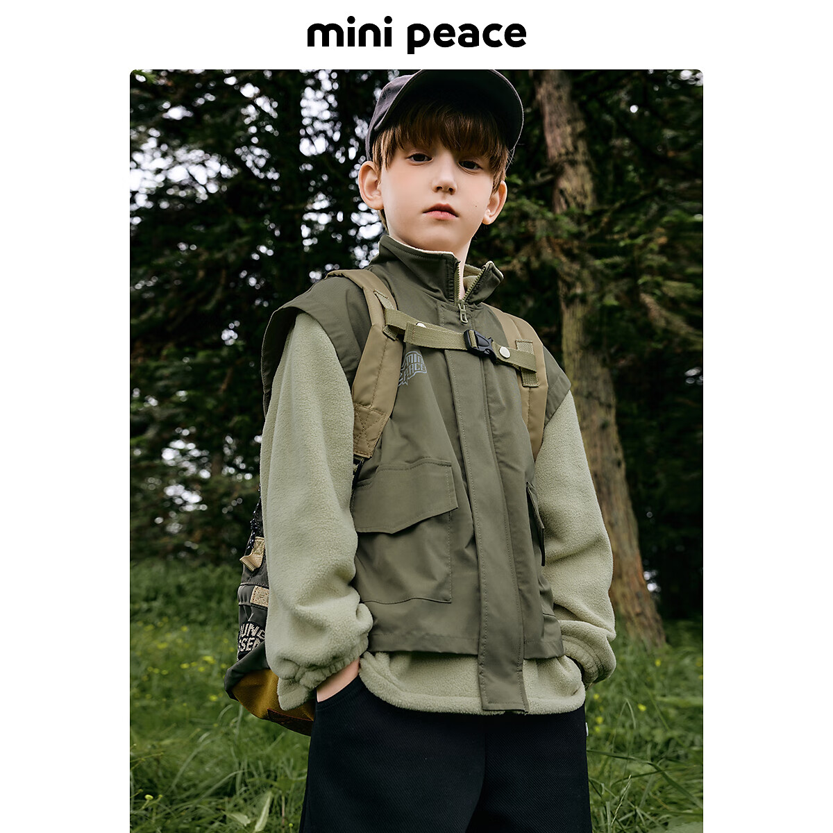 MiniPeace太平鸟童装秋新男童夹克F1BCE3B37 灰绿色1 150 cm