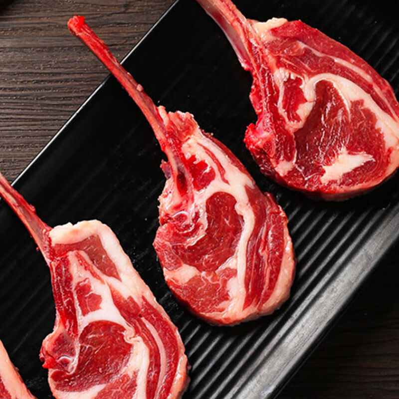 聊冠穆德灵芝羊生鲜新鲜现杀羊排肉法式西餐原切战斧羊排手把肉烧烤  法式灵芝羊排500g 6-8支*2