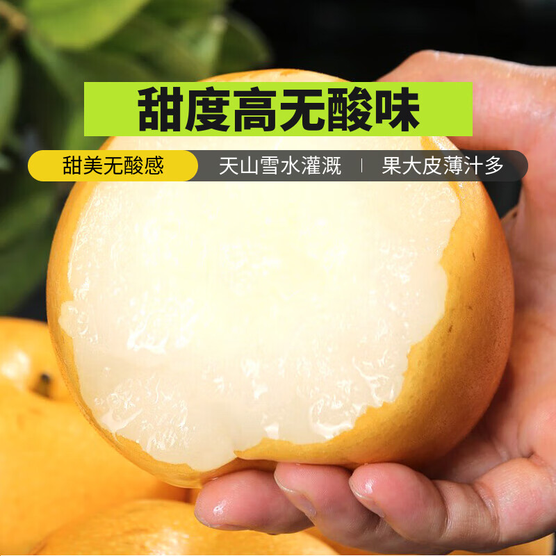 孔雀金枝【顺丰】新疆冰糖秋月梨阿克苏梨子新鲜水果生鲜中 净重6斤特级礼盒装单果400g+5-6