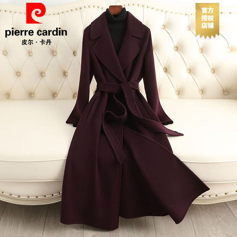 皮爾卡丹（PIERRE CARDIN）重工雙面毛呢大衣女長(zhǎng)款2025新款過膝高級(jí)感秋冬氣質(zhì)毛呢呢外套女 嘉興雙面呢大衣深紫色【重工藝面料高級(jí)感】 L 濮院雙面絨大衣 女 125-145斤