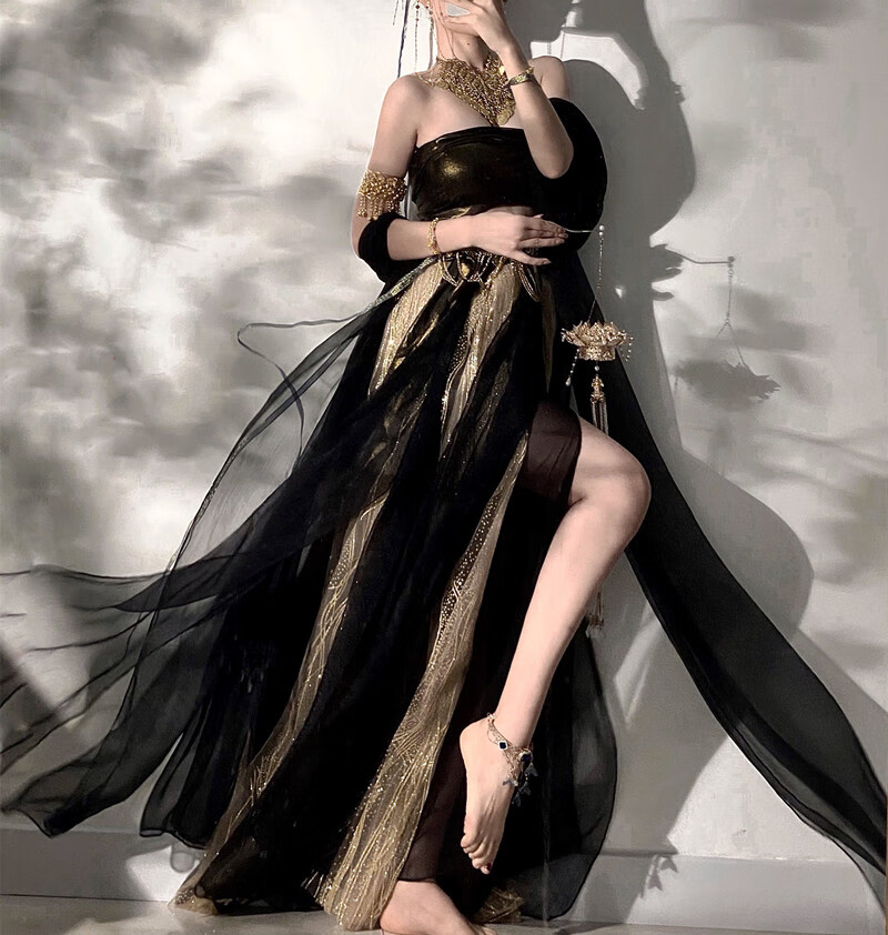 大唐喜乐牛汉服女飞天敦煌风古装异域风情抹胸民族飞天舞台演出洛神