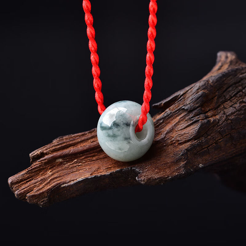 语森忆a货翡翠路路通吊坠 男女转运珠情侣款翡翠时尚吊坠 吊坠-绳子