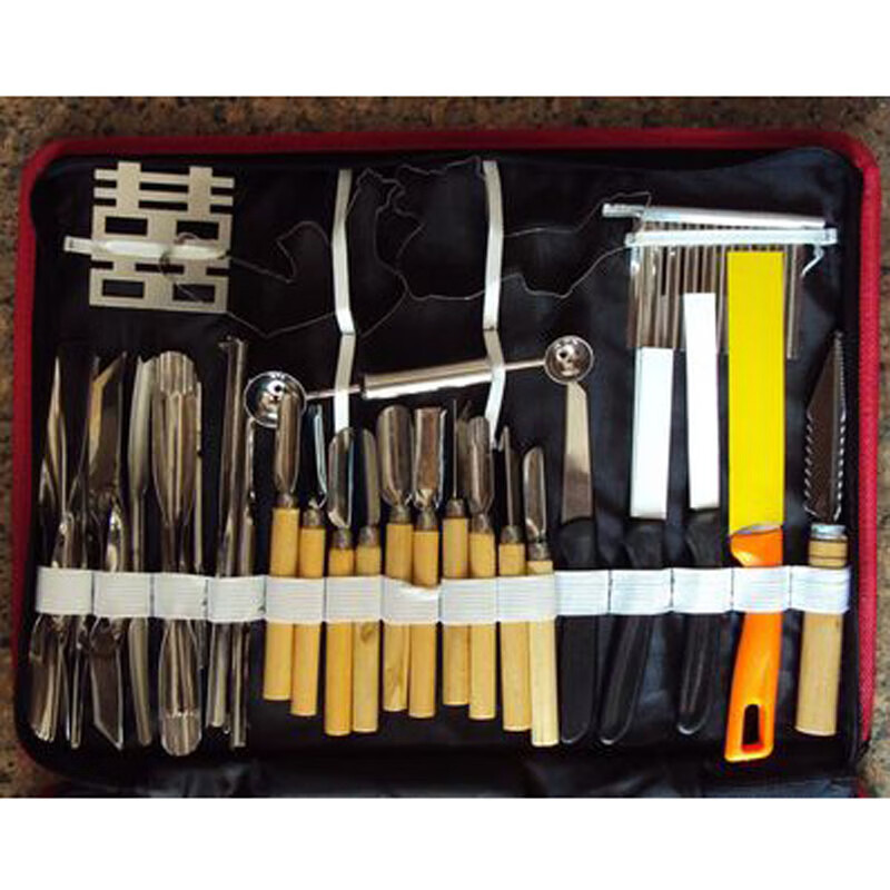 工途80件雕刻刀套装 厨房用品食品雕刻刀不锈钢蔬果精雕工具组/培训用