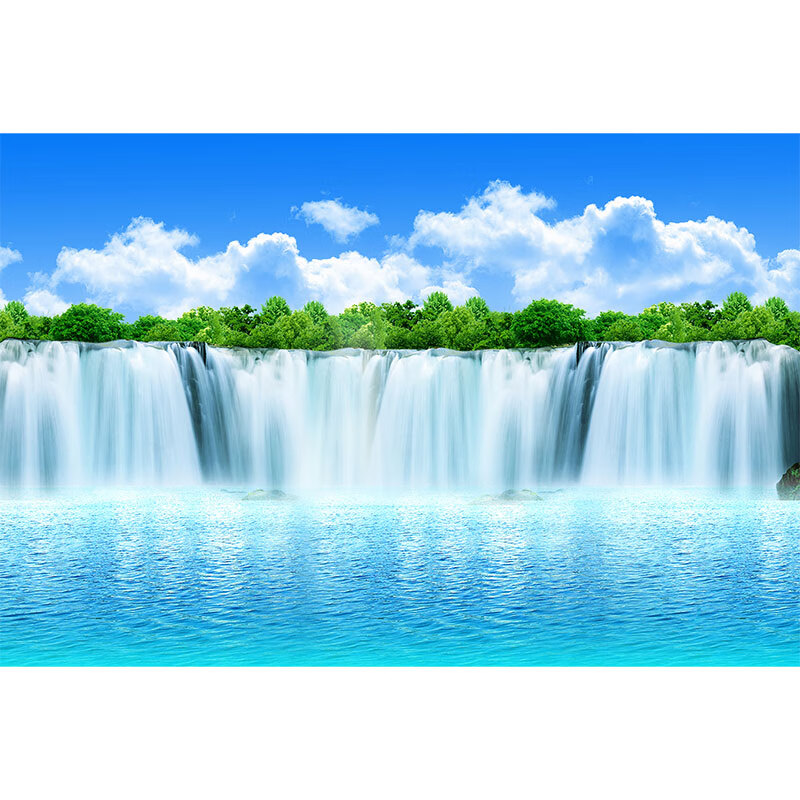 流水生财大瀑布装饰画玄关入户简约客厅中堂山水风水贴画墙纸 01图案