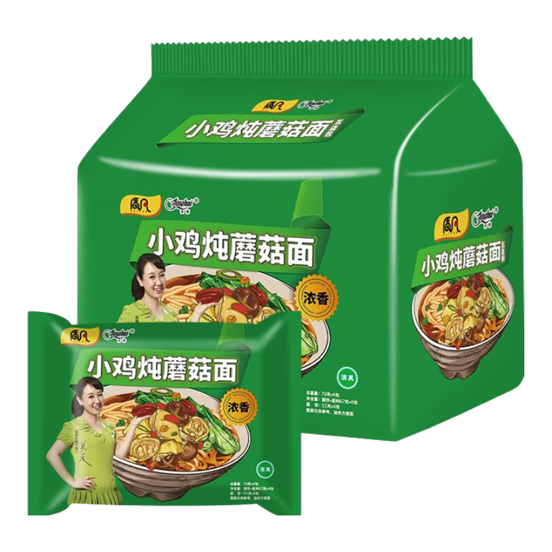 质凡 小鸡炖蘑菇方便面 5袋 泡面