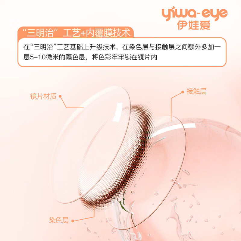 yiwaeye伊娃爱大眼萌半年抛美瞳杏仁奶糖彩色隐形眼镜女2片装 【HOT】杏仁奶糖（妈生咖棕） 0度