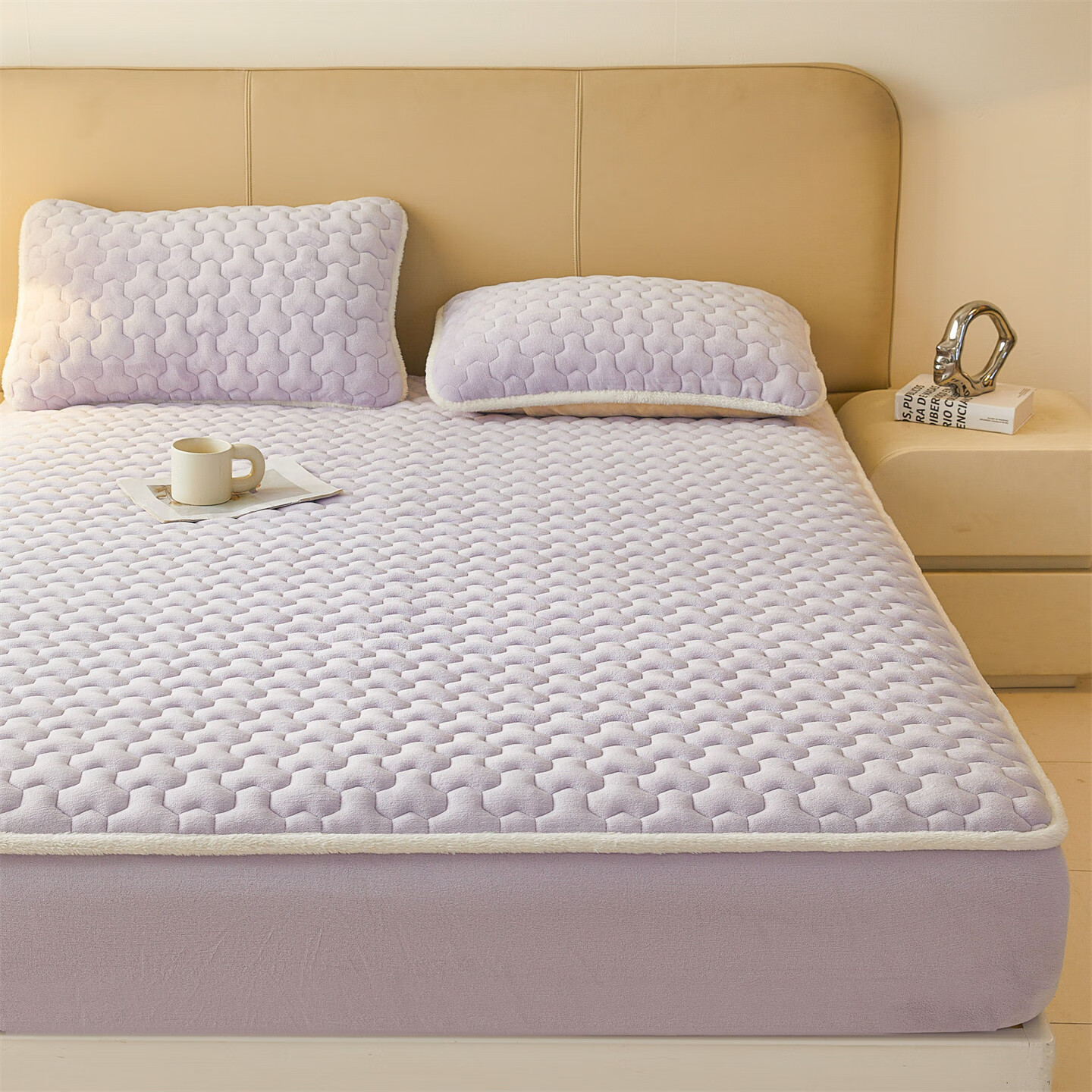 雅鹿牛奶绒夹棉床笠1.8米x2米床单床套罩床垫保护套加厚a类母婴三件套 牛奶绒夹棉床笠-雪青【A类加绒加厚】  180*200三件套+30cm高度