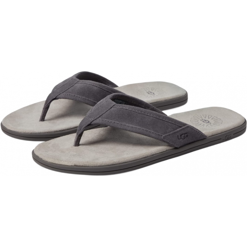 UGG男士拖鞋人字拖一脚蹬Seaside麂皮鞋面舒适休闲沙滩鞋春夏新款 Dark Grey 7