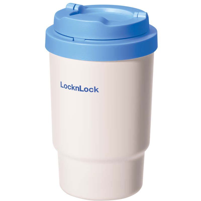 樂扣樂扣（LOCK&LOCK）304不銹鋼陶瓷覆層內(nèi)膽保溫杯咖啡杯男女學(xué)生水杯【年會福利】 藍白色【陶瓷覆層內(nèi)膽】 400ml