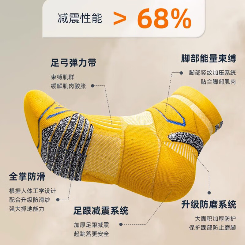 本曲专业运动袜子男款中筒秋季纯棉马拉松男士跑步专用袜毛巾厚底篮球 F2混色- 3双 均码 【颜色可选-拍下留言】