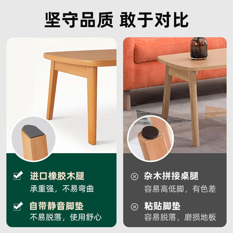 朵貌德国品质可折叠茶几小户型客厅家用茶几餐桌两用卧室小矮桌实木简 【稳固支撑】胡桃色80*55【不可 橡胶木腿