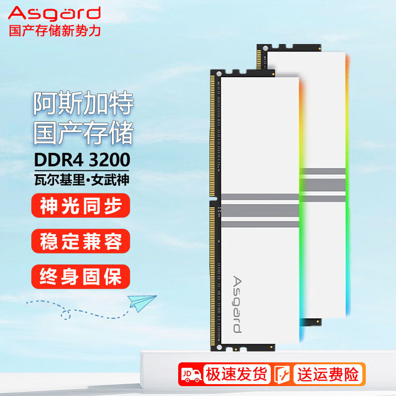 阿斯加特（Asgard）DDR4台式机电脑内存RGB马甲灯条内存 女武神-瓦尔基DDR4 3200 16GB 1条 （16G单条）