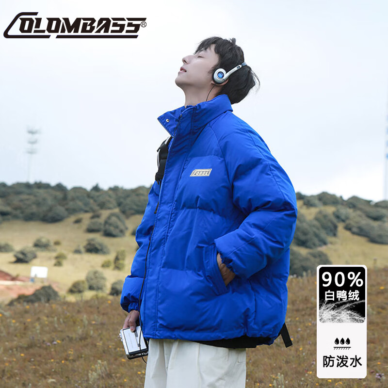 Colombass潮牌羽绒服男2025冬季男士加厚短款宽松加大码冬装外套 冰川蓝(升级款) 绒子含量90% XL (180) (建议130-145斤)
