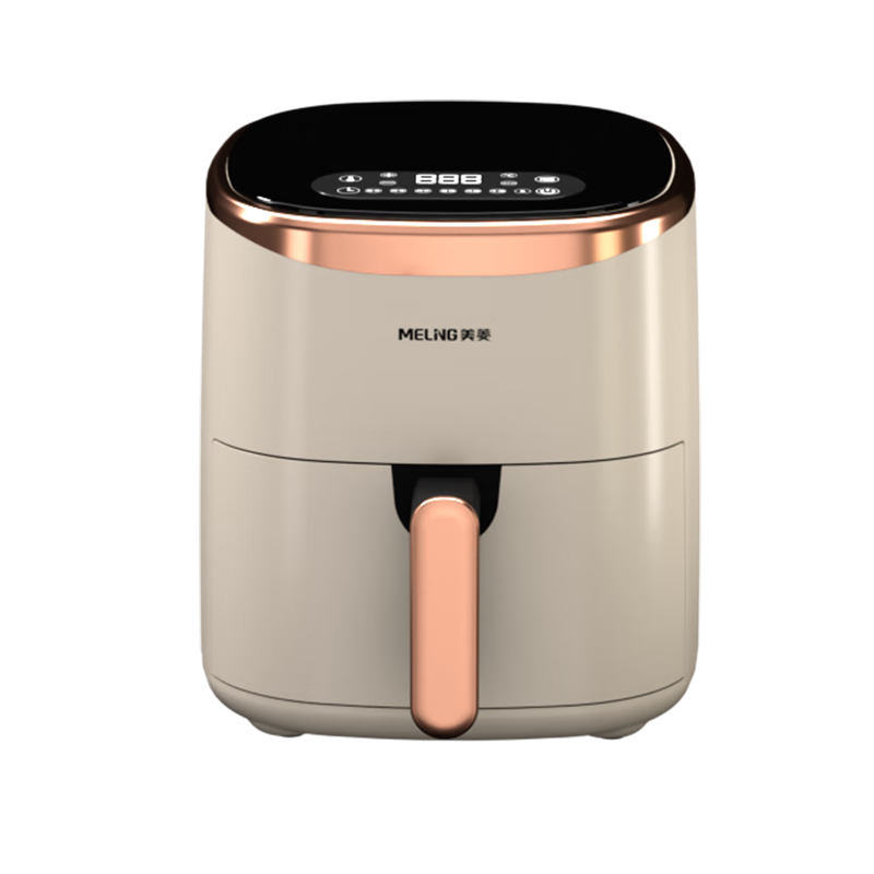 美菱（MeiLing）不用翻面 空气炸锅 高效烘烤 蒸汽嫩炸 家用大容量全自动 多功能炸锅 薯条机电炸锅 【可视旋钮款】墨绿金 6L