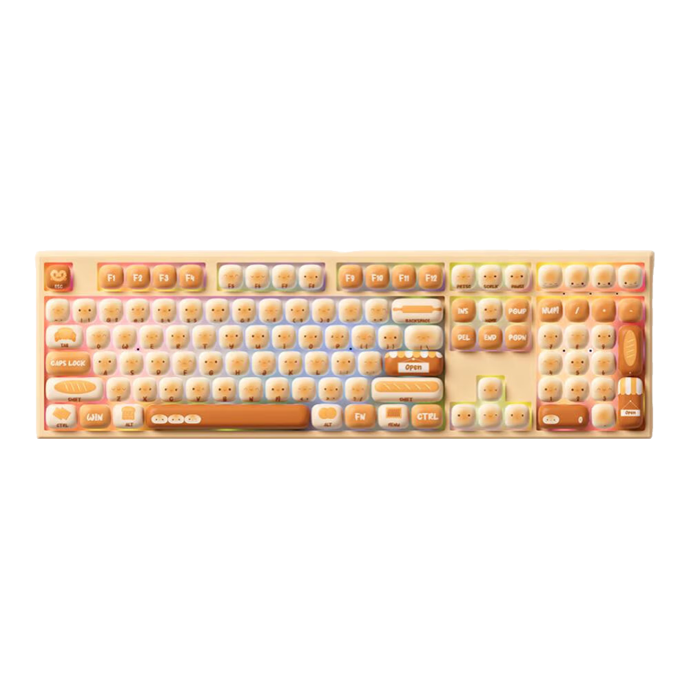AKKOMG108B饅頭樂園鍵盤 MOG高度 三模RGB熱插拔 PBT熱升華 可愛原創(chuàng)蘑菇鍵帽 MG108B饅頭樂園-MOG-鋼琴軸 單鍵盤/單鍵帽