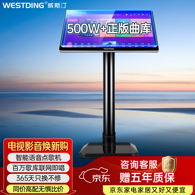 威斯汀家庭ktv音响套装点歌机一体卡拉OK家用K歌智能语音点唱台4K超清输出全志H6高速处理器立式T9-6T版