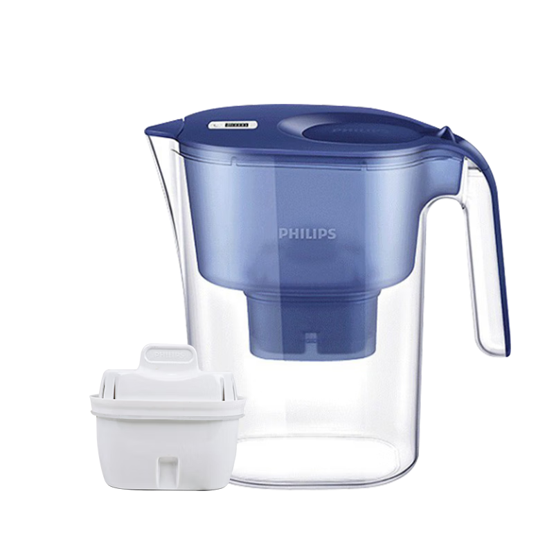 飛利浦Philips飛利浦凈水壺凈水器自來水濾芯過濾水器家用濾水壺4.2L藍色1壺1芯適用碧然德BRITA