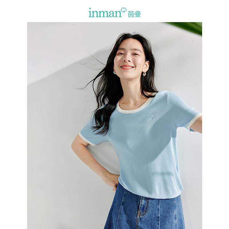 ������INMAN�����д�����֯��2025�ļ�Ůװ�¿�Բ����ɶ������ݰٴ����� ��ɫ M