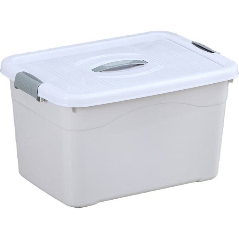 透明塑料箱加厚透明收纳箱特大号衣服玩具整理箱有盖塑料储物箱子 北欧灰 75#【长40宽28高23cm】