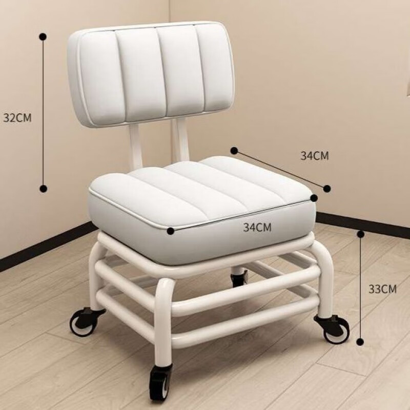 朵貌德国品质滑轮三层加固椅子矮凳万向轮小凳子带娃神器儿童靠背滑轮 三层加固更安全浅灰色(静音轮)