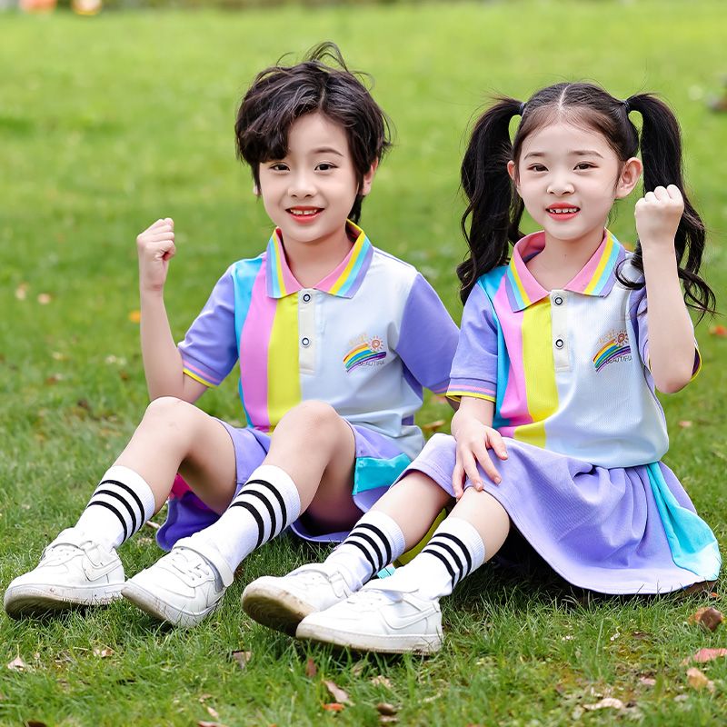 缘妕凌夏季幼儿园园服小学生班服毕业季校服短袖六一儿童啦啦操演出