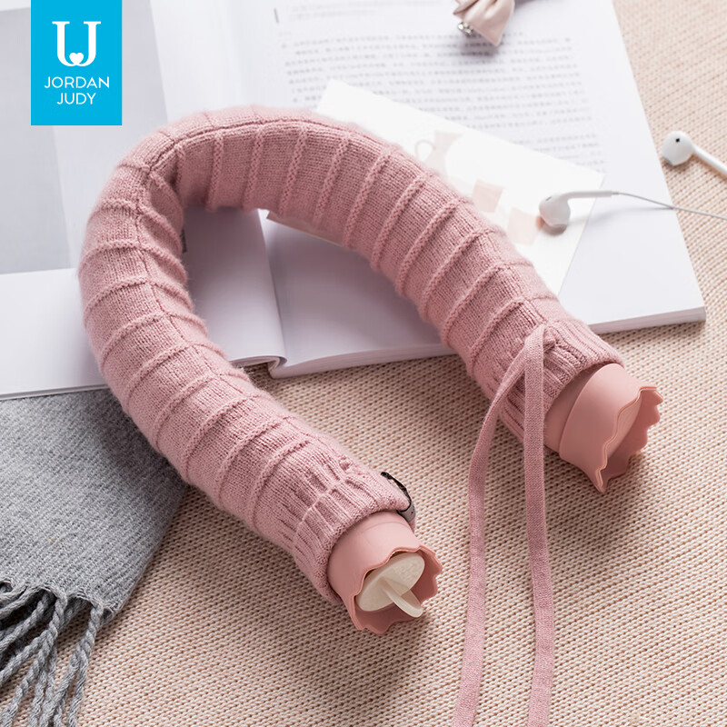 佐敦朱迪（Jordan&Judy） 注水热水袋热敷颈椎肩颈腰带暖水袋大号围脖防爆送爸妈健康礼物 粉色（含针织套）