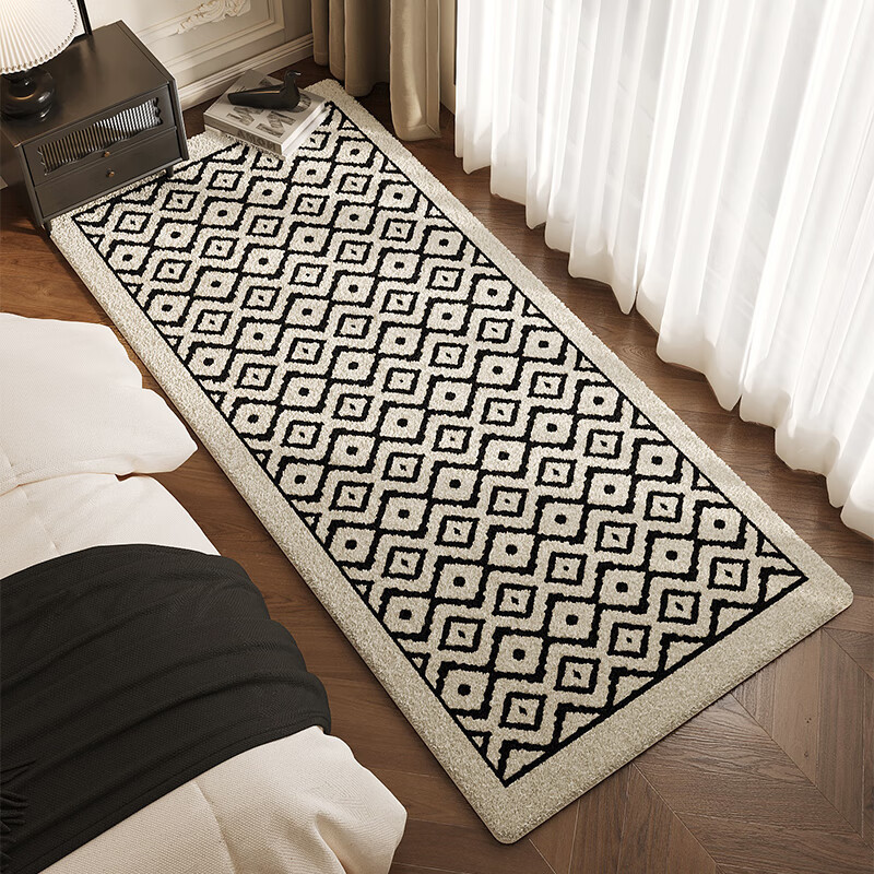 圣瓦伦丁法式床边地毯轻奢室内卧室毯房间床前地垫床下长条毛绒防滑脚垫 络语 40×120cm【亲肤环保/可机洗】