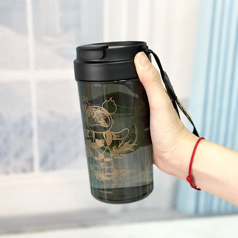 星际熊塑料杯男女大容量运动水杯学生户外旅行便携随手杯夏季喝水杯子 绅士黑 570ml 1只