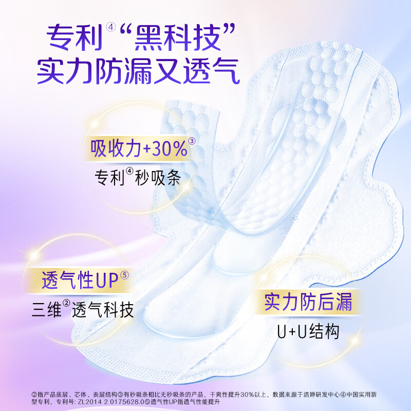 洁婷卫生巾超薄透气日夜用多规格350/420/245/180mm任意组合装姨妈巾 透气棉双U日夜用290mm9片