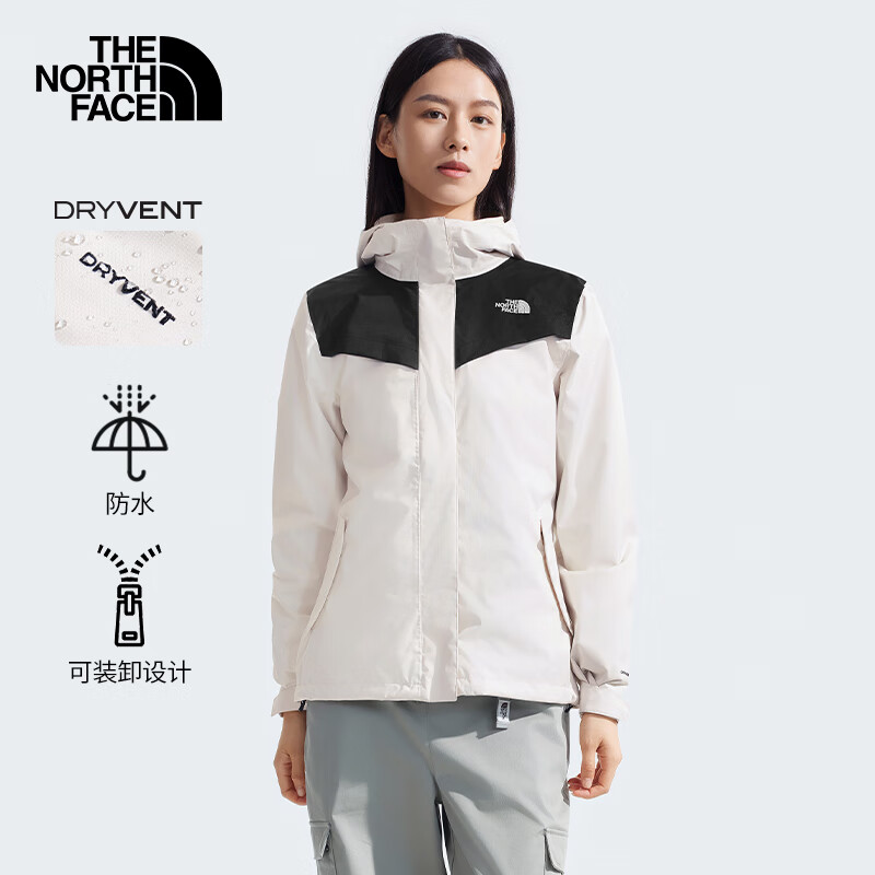 北面（The North Face）冲锋衣三合一女户外保暖内胆24秋季上新|88RY ROU/米白色 L