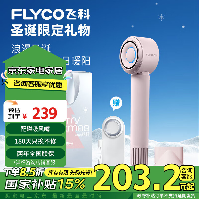 飞科（FLYCO）高速吹风机负离子护发送女生圣诞礼物家用便携负离子大功率吹风筒FH6371配磁吸挂架