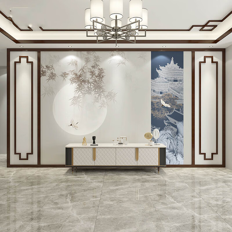 叶简约国风素色客厅酒店卧室床头电视背景墙 3d哑光-竹木纤维/平方